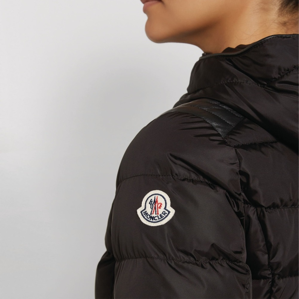 Moncler Size 1 Women’s Talev Long Leather-Trim Puffer Coat.